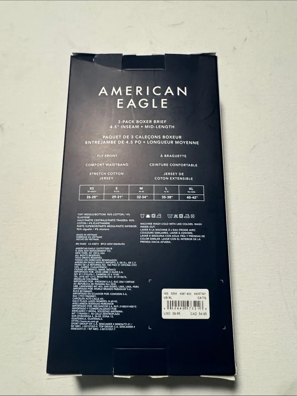 American Eagle Boxer Briefs Mens XL 3 Pack Green 4.5 Inch